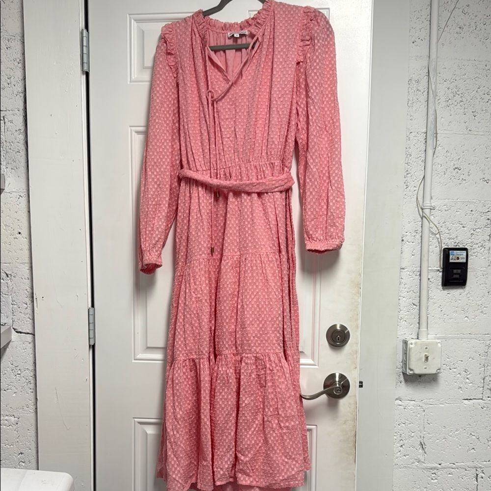 Karina Grimaldi Pink Ruched Tiered Sundress - Size Medium Worn Once Like New